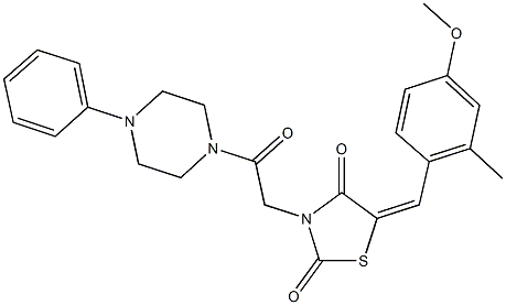 5-(4-methoxy-2-methylbenzylidene)-3-[2-oxo-2-(4-phenyl-1-piperazinyl)ethyl]-1,3-thiazolidine-2,4-dione Struktur