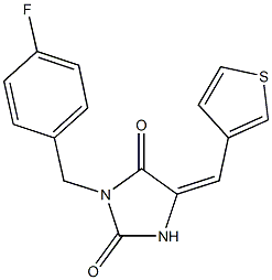 3-(4-fluorobenzyl)-5-(thien-3-ylmethylene)imidazolidine-2,4-dione Struktur