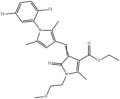 ethyl 4-{[1-(2,5-dichlorophenyl)-2,5-dimethyl-1H-pyrrol-3-yl]methylene}-1-(2-methoxyethyl)-2-methyl-5-oxo-4,5-dihydro-1H-pyrrole-3-carboxylate Struktur