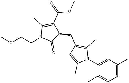 methyl 4-{[1-(2,5-dimethylphenyl)-2,5-dimethyl-1H-pyrrol-3-yl]methylene}-1-(2-methoxyethyl)-2-methyl-5-oxo-4,5-dihydro-1H-pyrrole-3-carboxylate Struktur