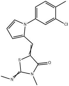 5-{[1-(3-chloro-4-methylphenyl)-1H-pyrrol-2-yl]methylene}-3-methyl-2-(methylimino)-1,3-thiazolidin-4-one Struktur