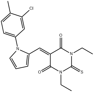 5-{[1-(3-chloro-4-methylphenyl)-1H-pyrrol-2-yl]methylene}-1,3-diethyl-2-thioxodihydro-4,6(1H,5H)-pyrimidinedione Struktur