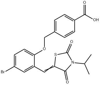 4-({4-bromo-2-[(3-isopropyl-2,4-dioxo-1,3-thiazolidin-5-ylidene)methyl]phenoxy}methyl)benzoic acid Struktur