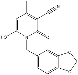 1-(1,3-benzodioxol-5-ylmethyl)-6-hydroxy-4-methyl-2-oxo-1,2-dihydropyridine-3-carbonitrile Struktur