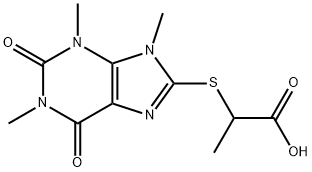 2-[(1,3,9-trimethyl-2,6-dioxo-2,3,6,9-tetrahydro-1H-purin-8-yl)sulfanyl]propanoic acid Struktur