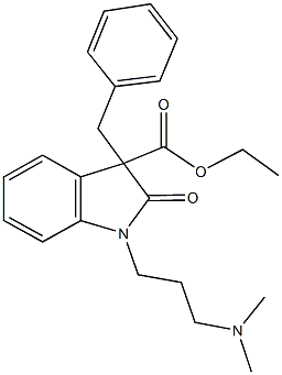 ethyl 3-benzyl-1-[3-(dimethylamino)propyl]-2-oxo-3-indolinecarboxylate Struktur