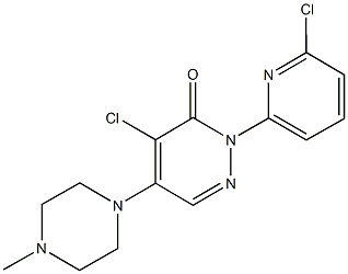 4-chloro-2-(6-chloro-2-pyridinyl)-5-(4-methyl-1-piperazinyl)-3(2H)-pyridazinone Struktur