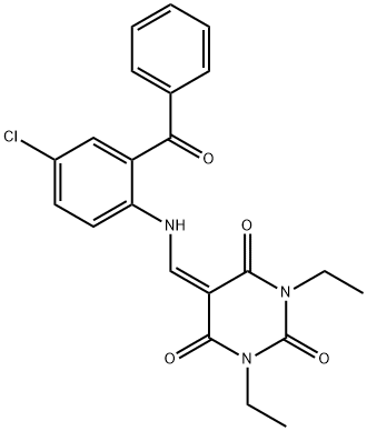 5-[(2-benzoyl-4-chloroanilino)methylene]-1,3-diethyl-2,4,6(1H,3H,5H)-pyrimidinetrione Struktur