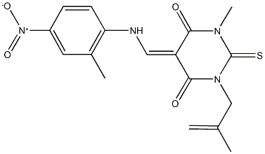 5-({4-nitro-2-methylanilino}methylene)-1-methyl-3-(2-methyl-2-propenyl)-2-thioxodihydro-4,6(1H,5H)-pyrimidinedione Struktur