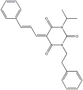 1-isopropyl-3-(2-phenylethyl)-5-(3-phenyl-2-propenylidene)-2,4,6(1H,3H,5H)-pyrimidinetrione Struktur