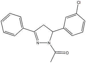 1-acetyl-5-(3-chlorophenyl)-3-phenyl-4,5-dihydro-1H-pyrazole Struktur