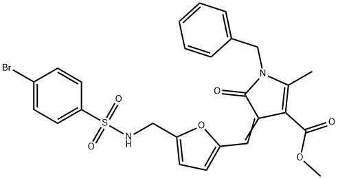 methyl 1-benzyl-4-{[5-({[(4-bromophenyl)sulfonyl]amino}methyl)-2-furyl]methylene}-2-methyl-5-oxo-4,5-dihydro-1H-pyrrole-3-carboxylate Struktur