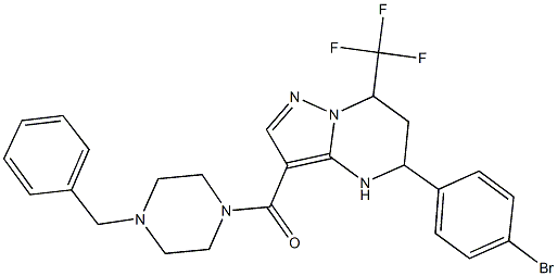 3-[(4-benzyl-1-piperazinyl)carbonyl]-5-(4-bromophenyl)-7-(trifluoromethyl)-4,5,6,7-tetrahydropyrazolo[1,5-a]pyrimidine Struktur