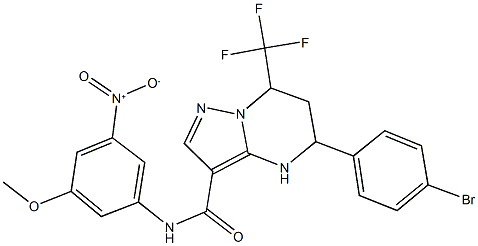 5-(4-bromophenyl)-N-{3-nitro-5-methoxyphenyl}-7-(trifluoromethyl)-4,5,6,7-tetrahydropyrazolo[1,5-a]pyrimidine-3-carboxamide Struktur