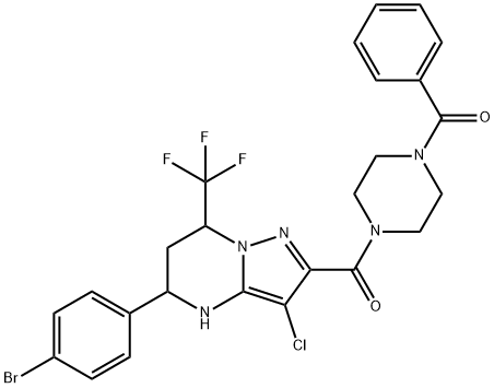 2-[(4-benzoyl-1-piperazinyl)carbonyl]-5-(4-bromophenyl)-3-chloro-7-(trifluoromethyl)-4,5,6,7-tetrahydropyrazolo[1,5-a]pyrimidine Struktur