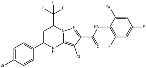 N-(2-bromo-4,6-difluorophenyl)-5-(4-bromophenyl)-3-chloro-7-(trifluoromethyl)-4,5,6,7-tetrahydropyrazolo[1,5-a]pyrimidine-2-carboxamide Struktur