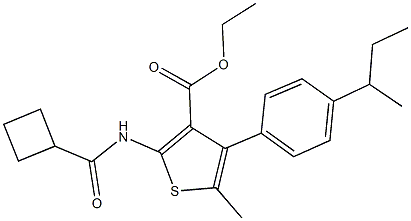 ethyl 4-(4-sec-butylphenyl)-2-[(cyclobutylcarbonyl)amino]-5-methyl-3-thiophenecarboxylate Struktur