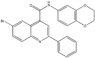 6-bromo-N-(2,3-dihydro-1,4-benzodioxin-6-yl)-2-phenyl-4-quinolinecarboxamide Struktur