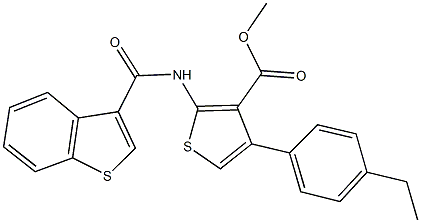 methyl 2-[(1-benzothien-3-ylcarbonyl)amino]-4-(4-ethylphenyl)-3-thiophenecarboxylate Struktur