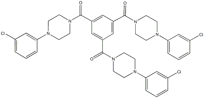 1-(3,5-bis{[4-(3-chlorophenyl)-1-piperazinyl]carbonyl}benzoyl)-4-(3-chlorophenyl)piperazine Struktur