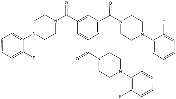 1-(3,5-bis{[4-(2-fluorophenyl)-1-piperazinyl]carbonyl}benzoyl)-4-(2-fluorophenyl)piperazine Struktur