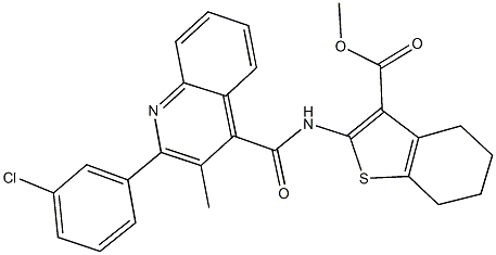 methyl 2-({[2-(3-chlorophenyl)-3-methyl-4-quinolinyl]carbonyl}amino)-4,5,6,7-tetrahydro-1-benzothiophene-3-carboxylate Struktur