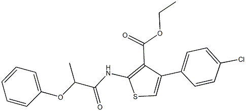 ethyl 4-(4-chlorophenyl)-2-[(2-phenoxypropanoyl)amino]-3-thiophenecarboxylate Struktur