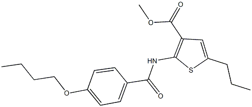 methyl 2-[(4-butoxybenzoyl)amino]-5-propyl-3-thiophenecarboxylate Struktur