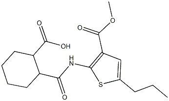 2-({[3-(methoxycarbonyl)-5-propylthien-2-yl]amino}carbonyl)cyclohexanecarboxylic acid Struktur