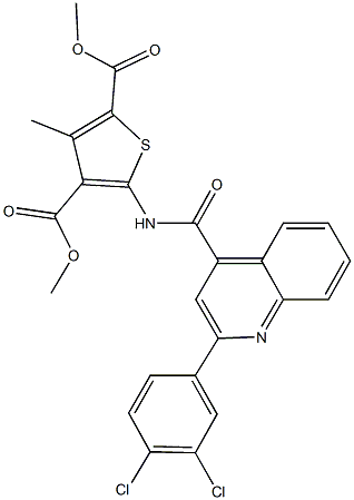 dimethyl 5-({[2-(3,4-dichlorophenyl)-4-quinolinyl]carbonyl}amino)-3-methyl-2,4-thiophenedicarboxylate Struktur