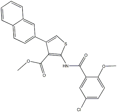 methyl 2-[(5-chloro-2-methoxybenzoyl)amino]-4-(2-naphthyl)-3-thiophenecarboxylate Struktur