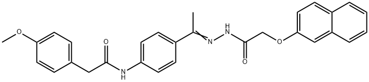 2-(4-methoxyphenyl)-N-(4-{N-[(2-naphthyloxy)acetyl]ethanehydrazonoyl}phenyl)acetamide Struktur