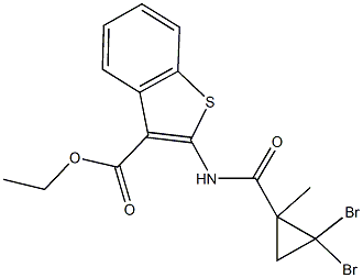 ethyl 2-{[(2,2-dibromo-1-methylcyclopropyl)carbonyl]amino}-1-benzothiophene-3-carboxylate Struktur