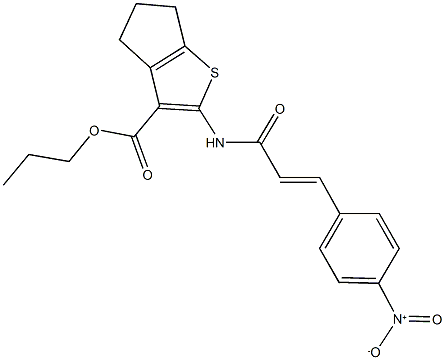 propyl 2-[(3-{4-nitrophenyl}acryloyl)amino]-5,6-dihydro-4H-cyclopenta[b]thiophene-3-carboxylate Struktur