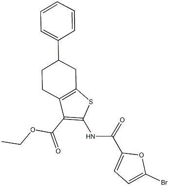 ethyl 2-[(5-bromo-2-furoyl)amino]-6-phenyl-4,5,6,7-tetrahydro-1-benzothiophene-3-carboxylate Struktur