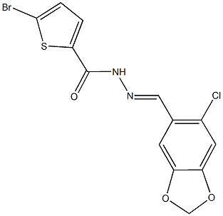 5-bromo-N'-[(6-chloro-1,3-benzodioxol-5-yl)methylene]-2-thiophenecarbohydrazide Struktur