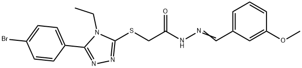 2-{[5-(4-bromophenyl)-4-ethyl-4H-1,2,4-triazol-3-yl]sulfanyl}-N'-(3-methoxybenzylidene)acetohydrazide Struktur