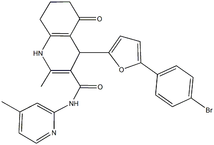 4-[5-(4-bromophenyl)-2-furyl]-2-methyl-N-(4-methylpyridin-2-yl)-5-oxo-1,4,5,6,7,8-hexahydroquinoline-3-carboxamide Struktur