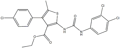 ethyl 4-(4-chlorophenyl)-2-{[(3,4-dichloroanilino)carbonyl]amino}-5-methyl-3-thiophenecarboxylate Struktur