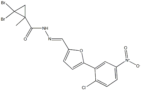 2,2-dibromo-N'-[(5-{2-chloro-5-nitrophenyl}-2-furyl)methylene]-1-methylcyclopropanecarbohydrazide Struktur