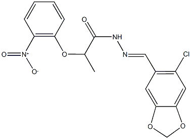 N'-[(6-chloro-1,3-benzodioxol-5-yl)methylene]-2-{2-nitrophenoxy}propanohydrazide Struktur