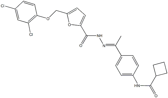 N-[4-(N-{5-[(2,4-dichlorophenoxy)methyl]-2-furoyl}ethanehydrazonoyl)phenyl]cyclobutanecarboxamide Struktur