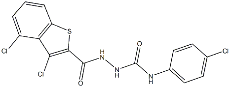 N-(4-chlorophenyl)-2-[(3,4-dichloro-1-benzothien-2-yl)carbonyl]hydrazinecarboxamide Struktur