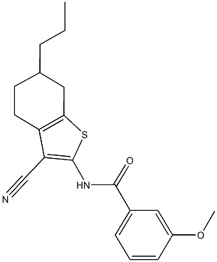 N-(3-cyano-6-propyl-4,5,6,7-tetrahydro-1-benzothien-2-yl)-3-methoxybenzamide Struktur