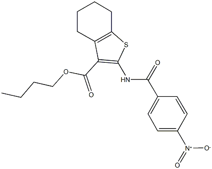 butyl 2-({4-nitrobenzoyl}amino)-4,5,6,7-tetrahydro-1-benzothiophene-3-carboxylate Struktur