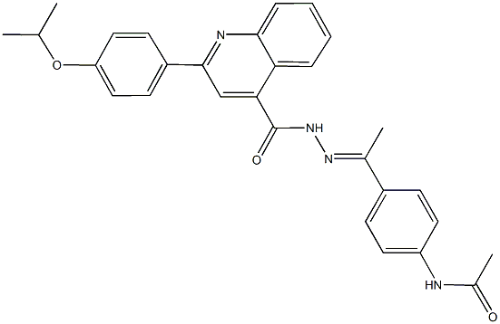 N-[4-(N-{[2-(4-isopropoxyphenyl)-4-quinolinyl]carbonyl}ethanehydrazonoyl)phenyl]acetamide Struktur