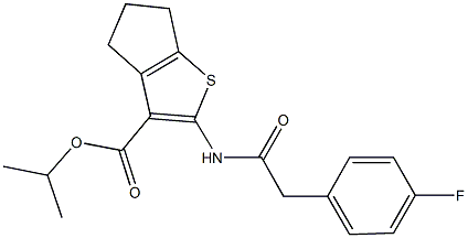 isopropyl 2-{[(4-fluorophenyl)acetyl]amino}-5,6-dihydro-4H-cyclopenta[b]thiophene-3-carboxylate Struktur