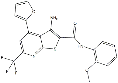 3-amino-4-(2-furyl)-N-(2-methoxyphenyl)-6-(trifluoromethyl)thieno[2,3-b]pyridine-2-carboxamide Struktur