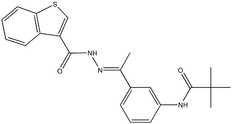 N-{3-[N-(1-benzothien-3-ylcarbonyl)ethanehydrazonoyl]phenyl}-2,2-dimethylpropanamide Struktur