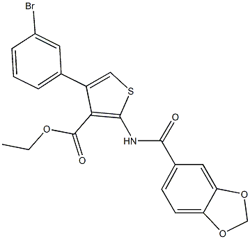 ethyl 2-[(1,3-benzodioxol-5-ylcarbonyl)amino]-4-(3-bromophenyl)-3-thiophenecarboxylate Struktur